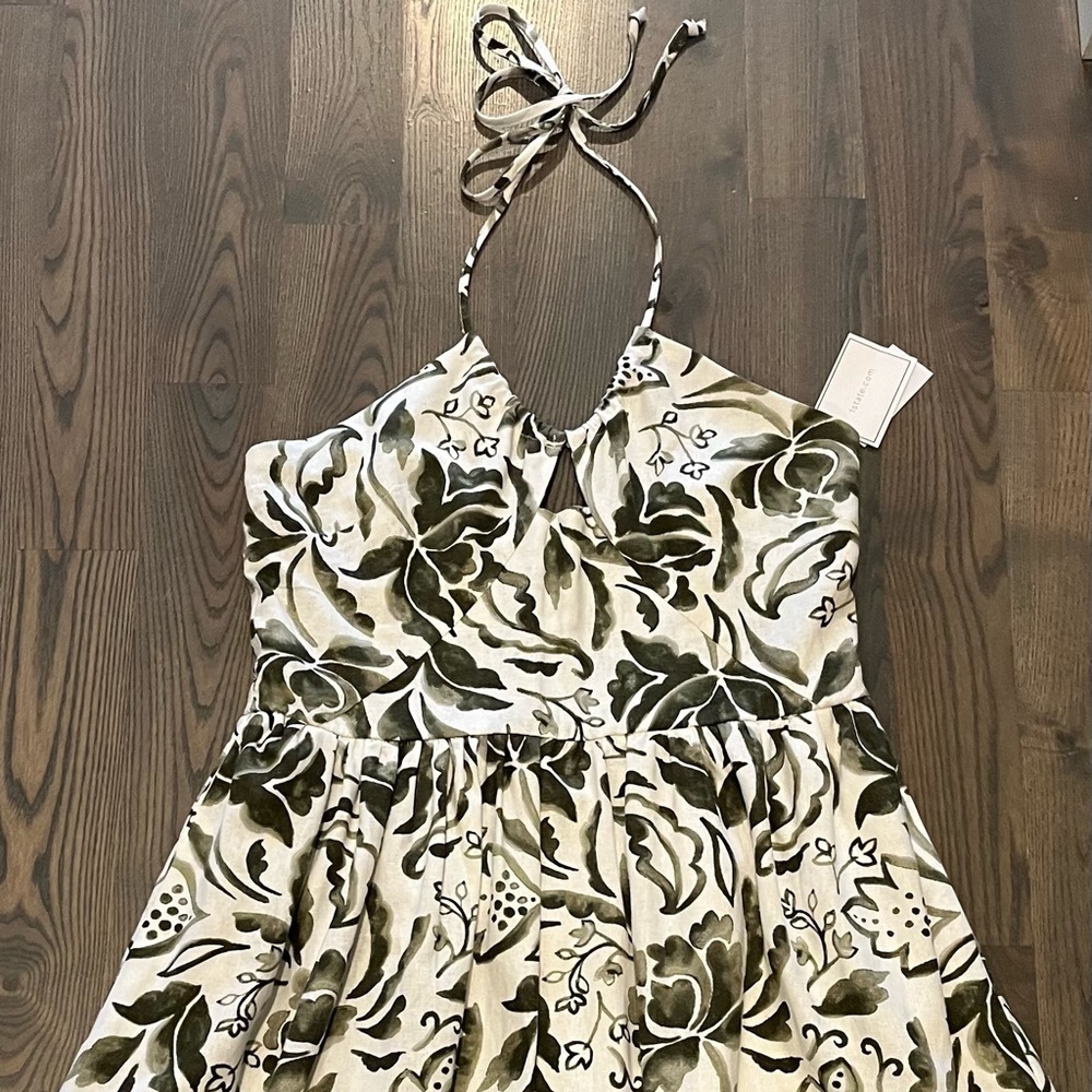NWT 1. State Keyhole Halter Maxi Dress in Floral Sea Spray Green - Picture 3 of 16